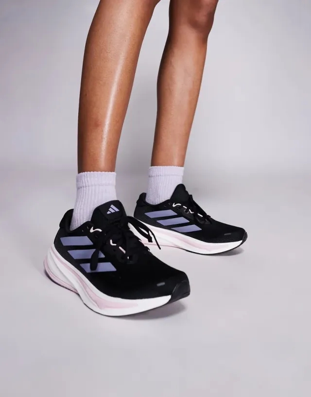 Adidas Running Supernova Rise 2 Trainers In Black And Purple