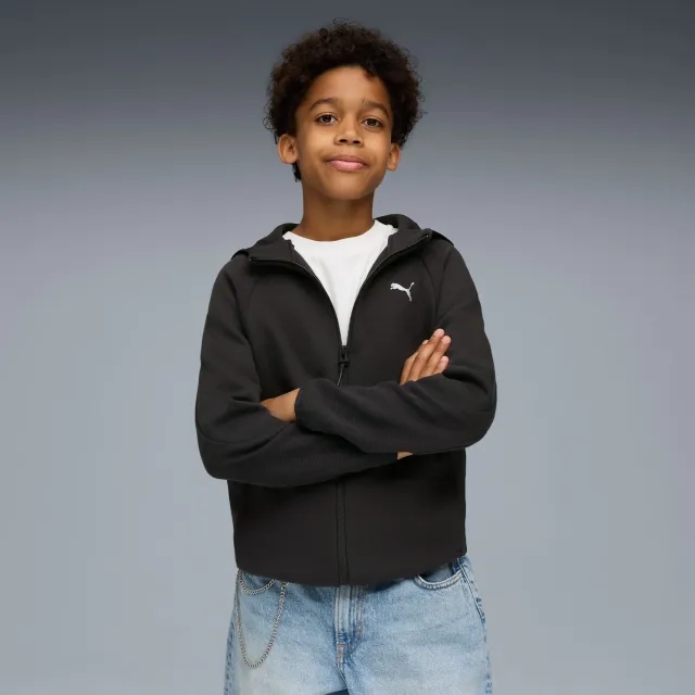 PUMA Evostripe Full-Zip Hoodie Youth, Black, size 11-12 Youth