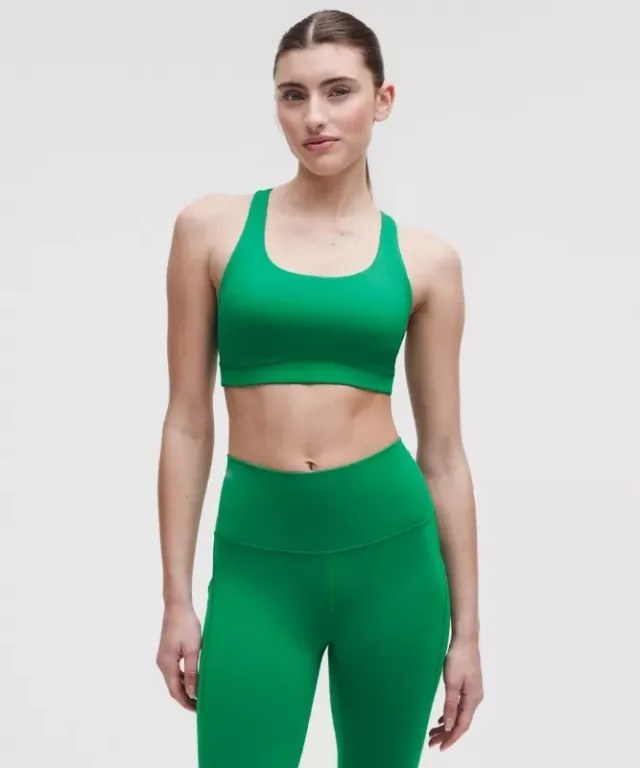 lululemon – Women's Energy Sports Bra Medium Support, B-D Cups Evolve – Color Green – Size L