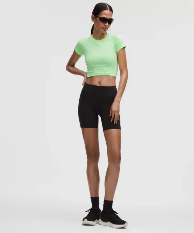 lululemon – Women's Swiftly Tech Cropped Short-Sleeve Shirt 2.0 – Color Printed – Size 0
