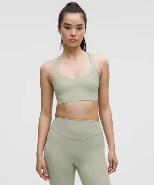 lululemon – Women's FlexyFlex Strappy Yoga Sports Bra Light Support, A-C Cups – Color Green/Pastel – Size L/XL