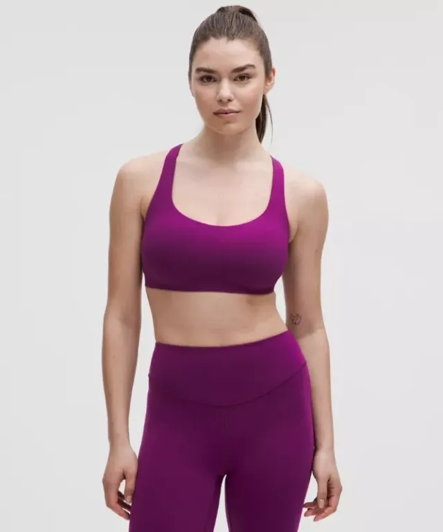 lululemon – Women's FlexyFlex Strappy Yoga Sports Bra Light Support, D-DDD Cups – Color Purple – Size L/XL