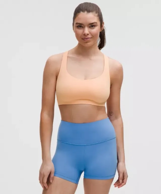 lululemon – Women's FlexyFlex Strappy Yoga Sports Bra Light Support, D-DDD Cups – Color Orange – Size L/XL