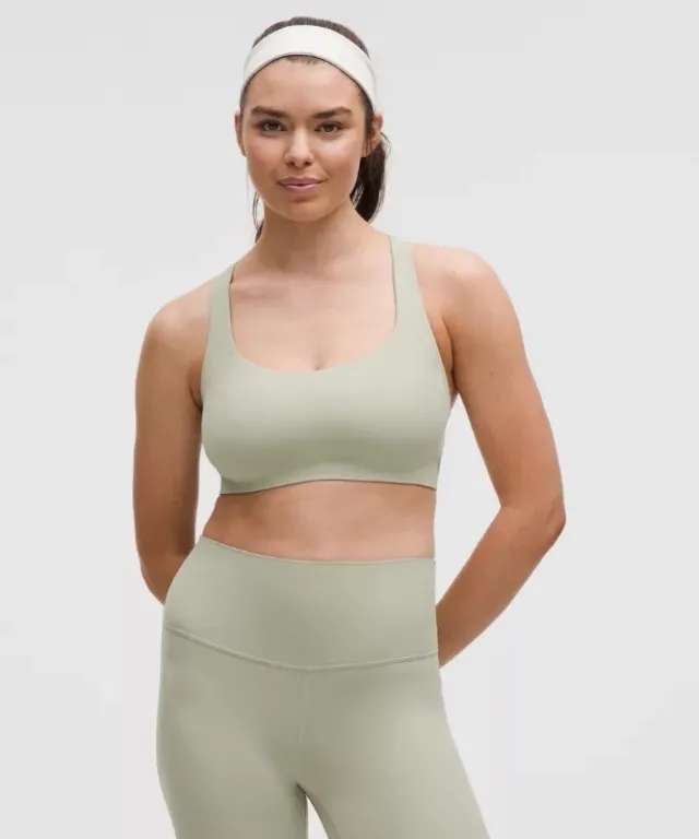 lululemon – Women's FlexyFlex Strappy Yoga Sports Bra Light Support, D-DDD Cups – Color Green/Pastel – Size L/XL