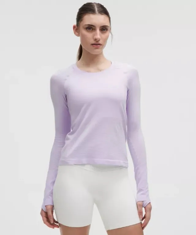 lululemon – Women's Swiftly Tech Long-Sleeve Shirt 2.0 Waist Length – Color Purple – Size 0