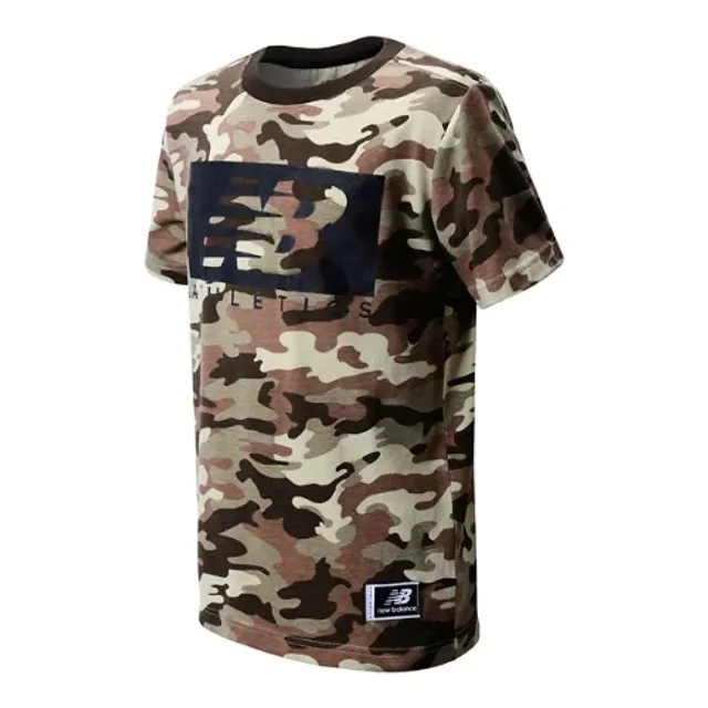 New Balance Kids' Boys Cotton Jersey Logo Tee in Brown