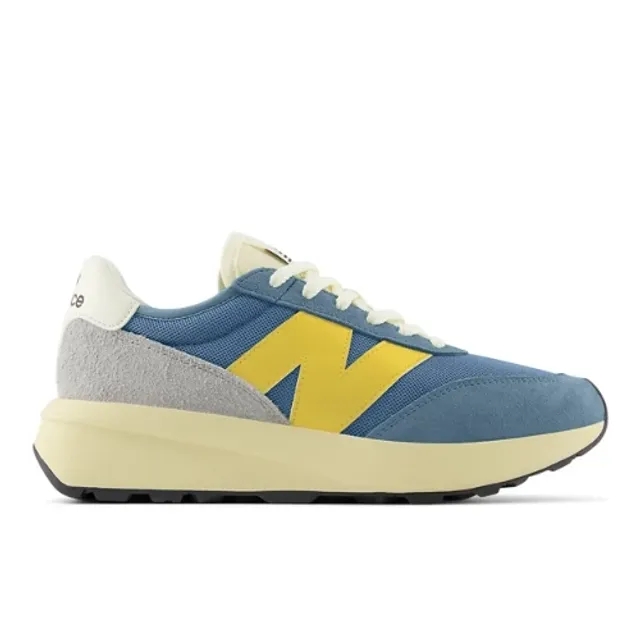 New Balance Unisex 370 in Blue/Orange Suede/Mesh