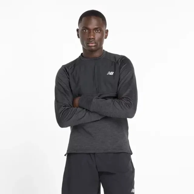 New Balance Men's Heat Grid Crew in Black Poly Knit