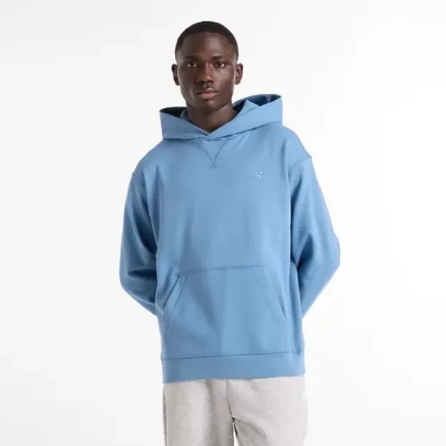 New Balance Men's Athletics French Terry Hoodie in Blue Cotton Fleece