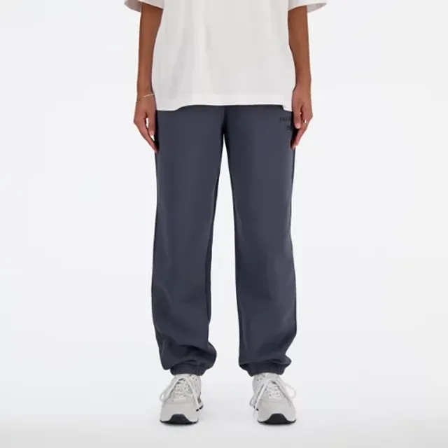 New Balance Women's Icon Collegiate Fleece Jogger in Grey Cotton
