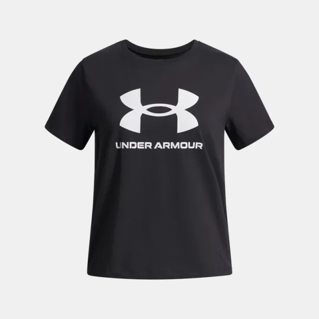 Under Armour  Big Logo Girls' Short Sleeve Black / White YLG (59 - 63 in)