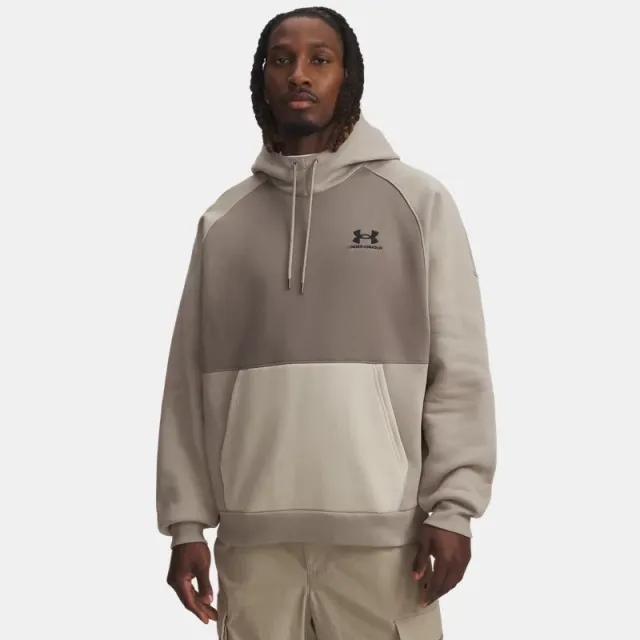 Under Armour  Icon Heavyweight Colorblocked Men's Hoodie Timberwolf Taupe / Taupe Dusk / Black L