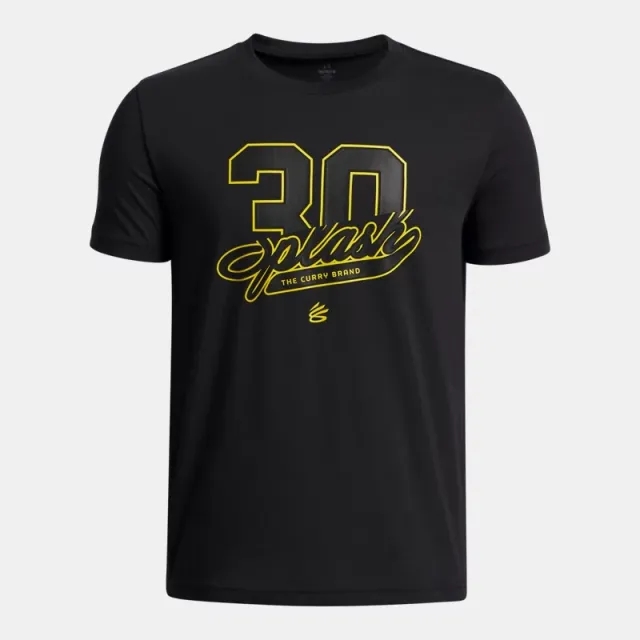Curry Splash Wordmark Boys' T-Shirt Black / Taxi YLG (59 - 63 in)