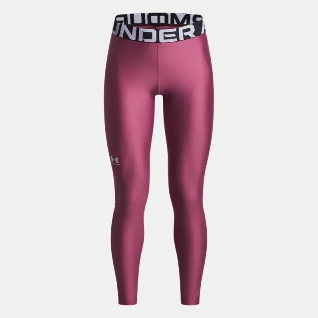HeatGear® Girls' Leggings Fuchsia Dusk / White YXS (48 - 50 in)