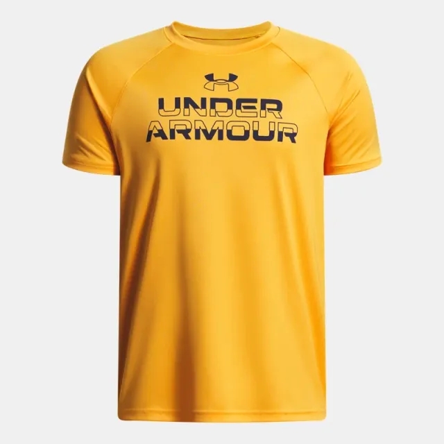 Under Armour  Tech™ Split Wordmark Boys' Short Sleeve Squad Orange / Midnight Navy YLG (59 - 63 in)