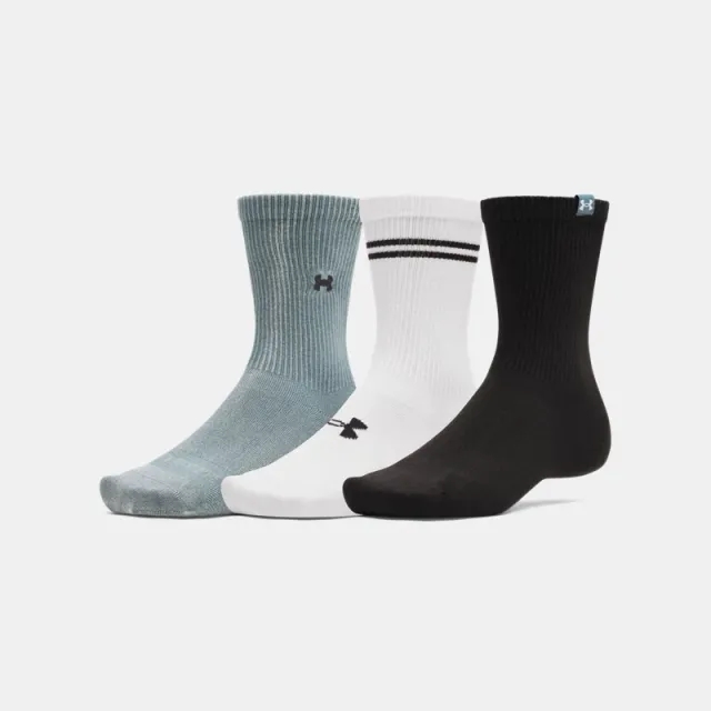 Under Armour  Sportstyle Cotton Unisex 3-Pack Crew Socks Jasper Blue / White / Black L