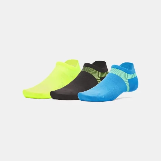 Under Armour  ArmourDry® Run Lite Unisex 3-Pack No Show Tab Socks Blue Atlantis / Black / Reflective M