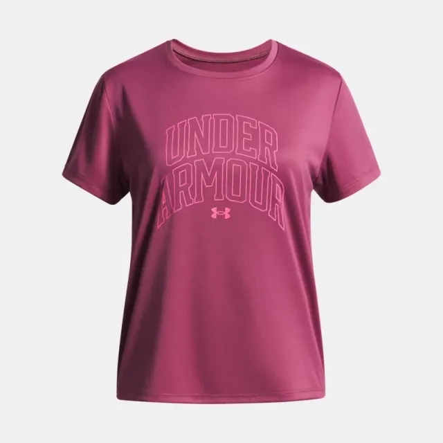 Under Armour  Tech™ Varsity Graphic Girls' Short Sleeve Fuchsia Dusk / Super Pink YMD (54 - 59 in)