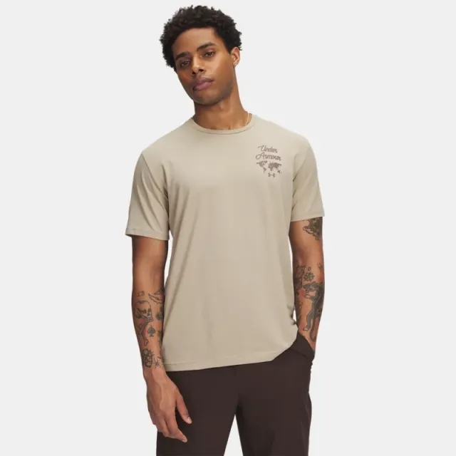 Under Armour  Sports Wordmark Men's Short Sleeve City Khaki / Sierra Taupe L