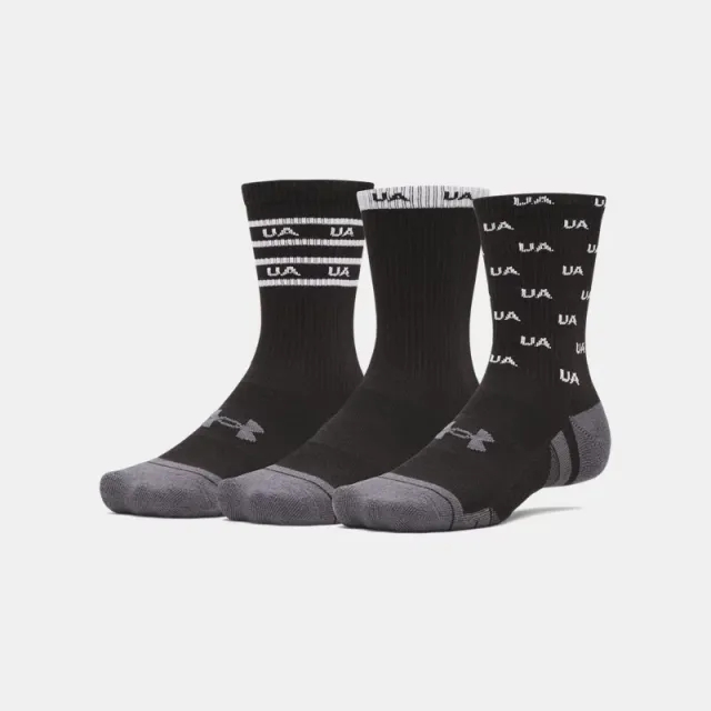 Under Armour  Performance Tech™ Unisex 3-Pack Crew Socks Black / Black / White L