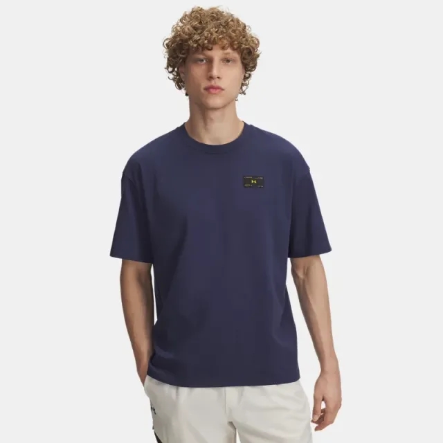 Under Armour  Woven Label Heavyweight Men's Short Sleeve Washed Navy / Black L