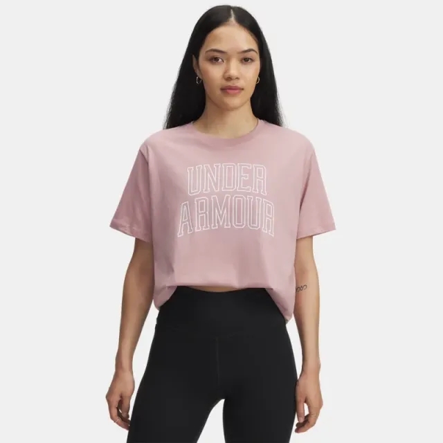 Under Armour  Rival Campus Women's Oversized T-Shirt Tourmaline Pink / White L