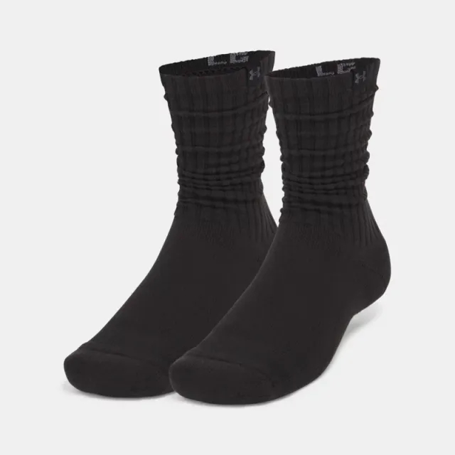 Under Armour  Sportstyle Cotton Scrunch Unisex 2-Pack Crew Socks Black / Black / Castlerock L