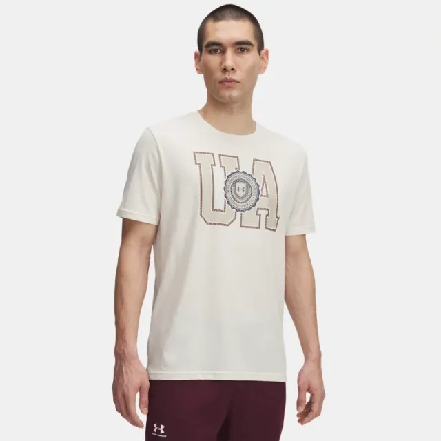 Under Armour  College Crest Logo Men's Short Sleeve Stone / Sierra Taupe L