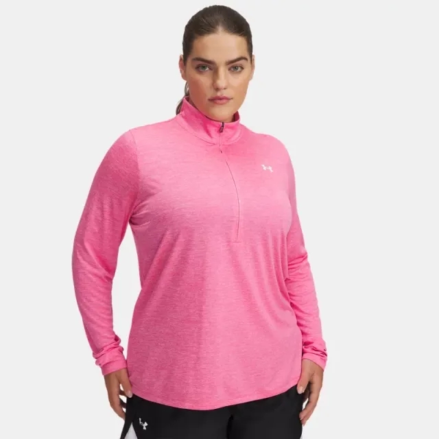 Under Armour  Tech™ Twist Women's ½ Zip Super Pink / White 1X