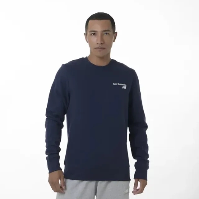 New Balance Men's NB Classic Core Fleece Crew in Blue Cotton