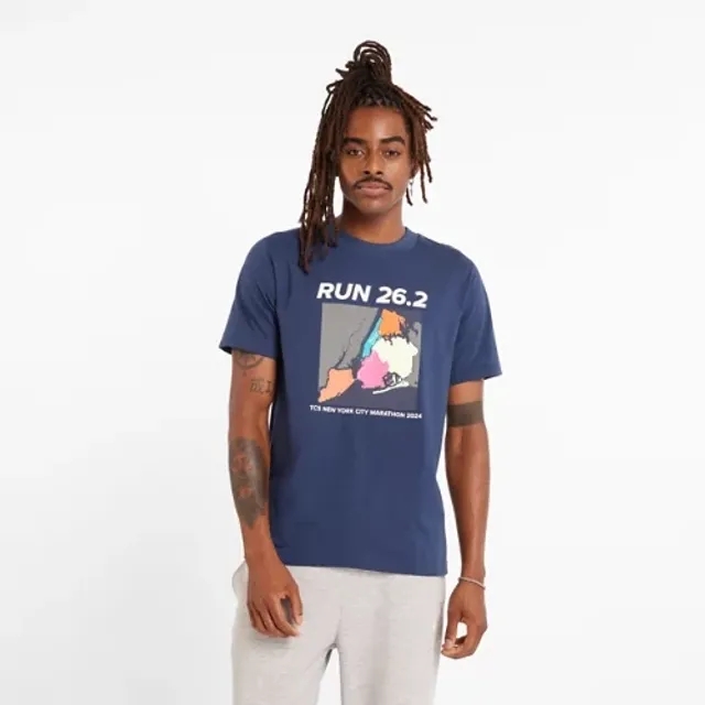 New Balance Men's NYC Marathon Graphic T-Shirt in Blue Cotton