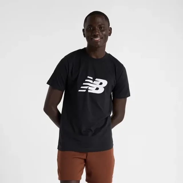 New Balance Men's Sport Jersey Logo T-Shirt in Black Cotton Jersey