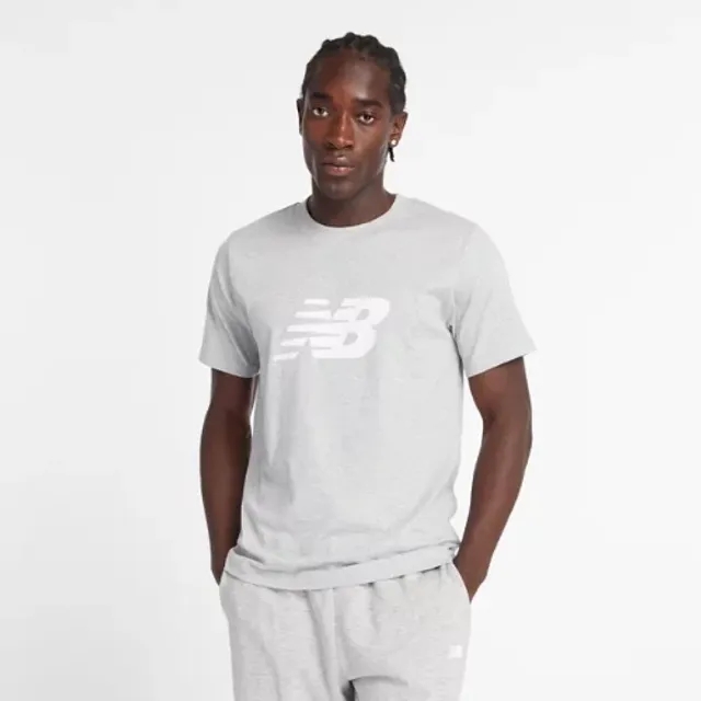 New Balance Men's Sport Jersey Logo T-Shirt in Grey Cotton Jersey