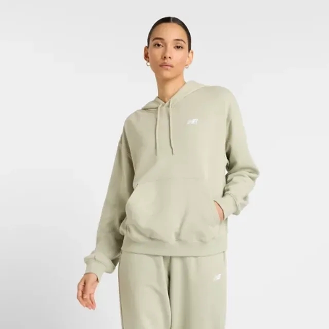 New Balance Women's Sport Essentials French Terry Hoodie in Green Cotton Fleece