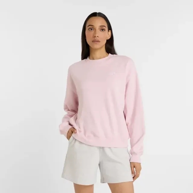 New Balance Women's Sport Essentials French Terry Crew in Pink Cotton Fleece