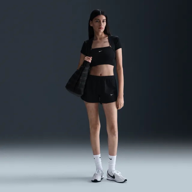 Nike Sportswear Chill Waffle Women's Mid-Rise 8cm (approx.) Shorts - Black - Cotton/Polyester