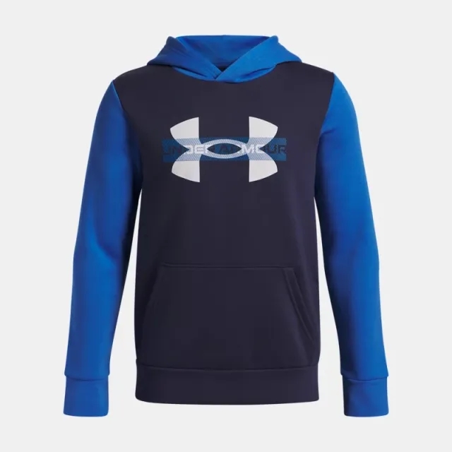 Under Armour  Rival Fleece Colorblock Graphic Boys' Hoodie Blue Atlantis / Washed Navy / White YLG (59 - 63 in)