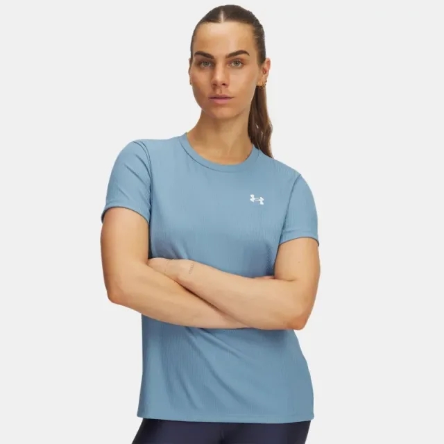 Under Armour  Tech™ Rib Women's Short Sleeve Blue Smoke / White L