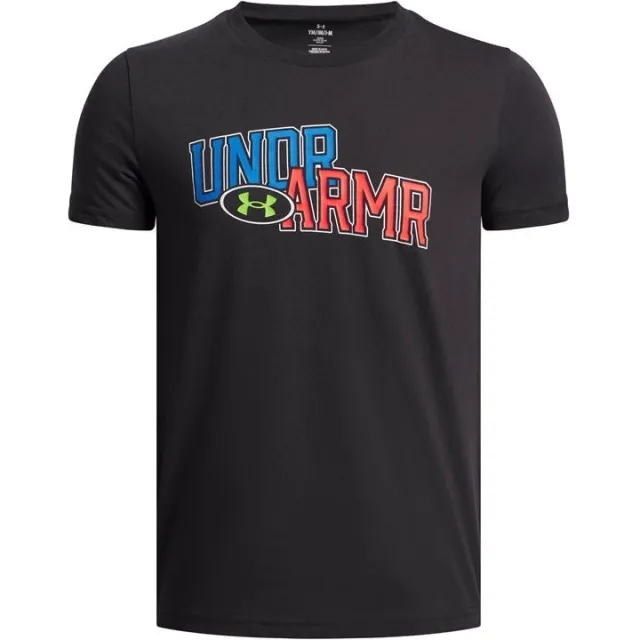Under Armour  Overlay Wordmark Boys' Short Sleeve Black / White YLG (59 - 63 in)