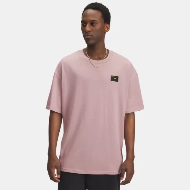 Under Armour  Woven Label Heavyweight Men's Short Sleeve Tourmaline Pink / Black L