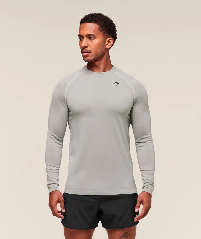  Vital Seamless Long Sleeve T-Shirt - Light Grey/Smokey Grey