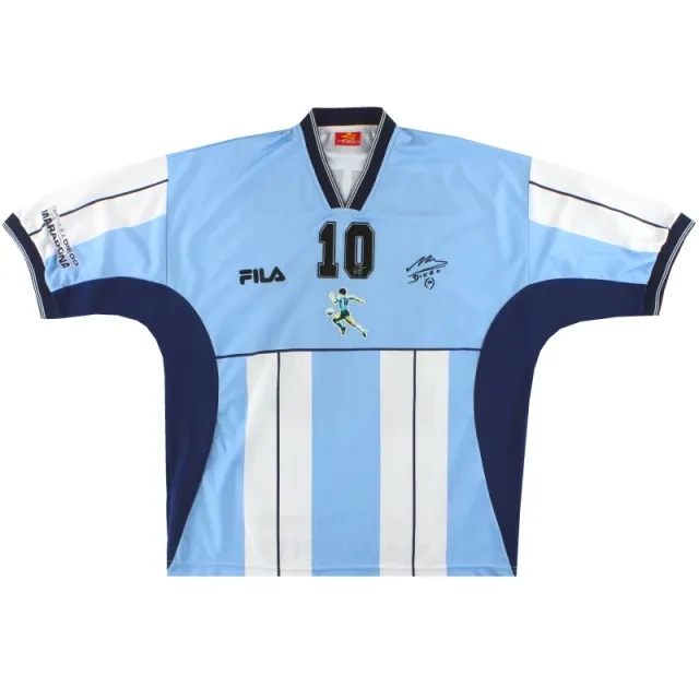 2001 Argentina Fila Diego Maradona Testimonial Shirt Maradona #10 M - Argentina / Excellent / Medium