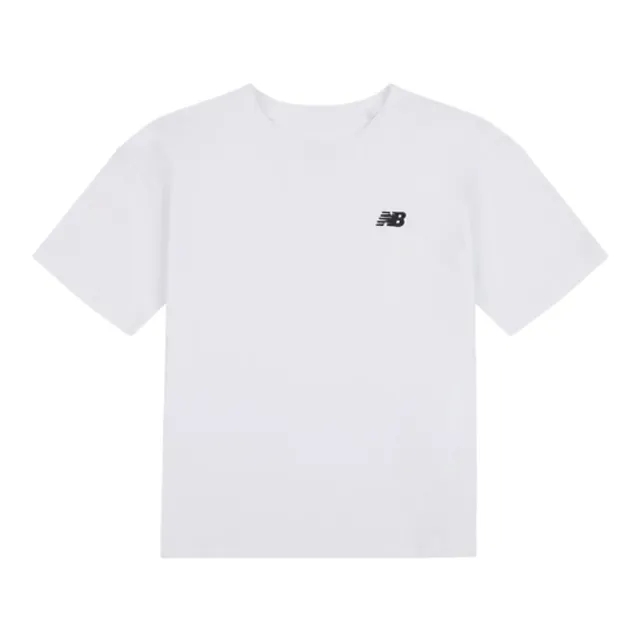New Balance Girls Jersey Small Logo T-Shirt in White Cotton Jersey