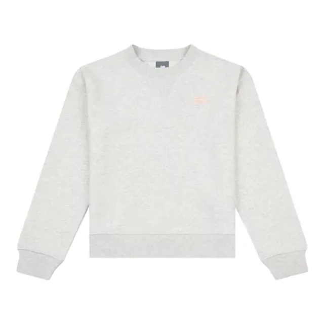 New Balance Girls FT Small Logo Crew in Grey Cotton Fleece
