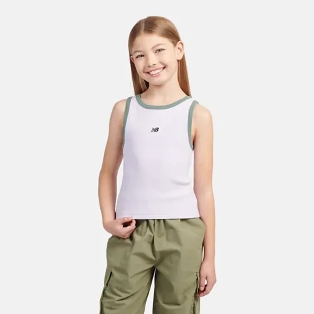 New Balance Girls Premium Rib Tank in Purple Cotton Jersey