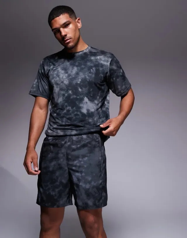 Adidas Training Essentials Shorts With Grey And Black Print