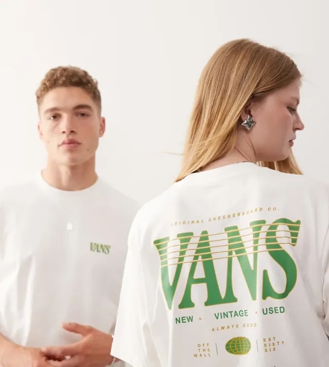 Vans Sweep Backprint T-Shirt In Off White - Exclusive To Asos