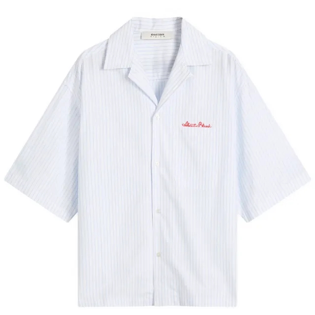 about:blank Men's Script Vacation Shirt White/Blue