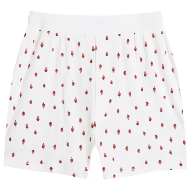 SKIMS Women's Cotton Rib Loose Boxer Snow Strawberry Print