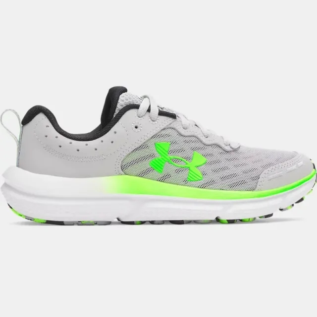 Under Armour  Assert 10 Boys' Grade School Running Shoes Mod Gray / Black / Hyper Green 3.5